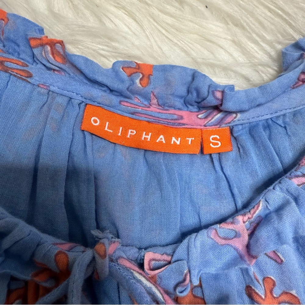 Oliphant Floral Blue and Orange Sleeveless Dress - Picture 4 of 11